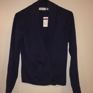 Vintage Talbots Sweater/Cardigan (Small Navy Blue)